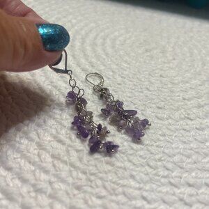 Gorgeous AMETHYST CHIPS Handmade Sterling 925 Dangle Earrings #590D